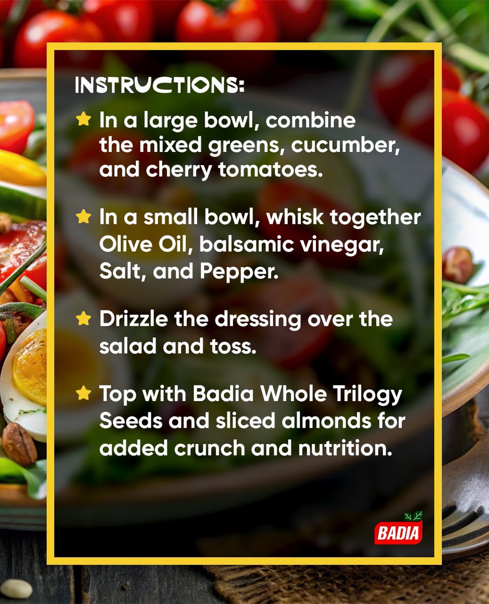 Your salads, smoothies, yogurts and cereals just got a glow-up! Badia Whole #TrilogySeeds combine the nutritional power of flax, chia and hemp to deliver plant-based protein, fiber &amp; omega-3 in every bite.

Try them in the Trilogy Seed Salad!

🛒 SHOP NOW: bodega.badiaspices.com/shop
