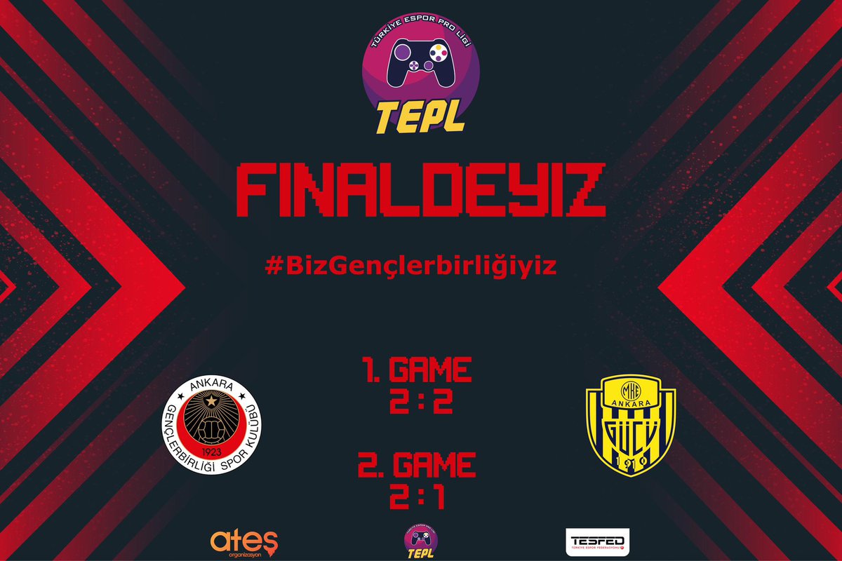 2024-2025 I. Sezonu Özeti;

22 Maç, Play-offlar, Çeyrek Final ve Yarı Final sonrası Finaldeyiz! 

Final karşılaşması, Perşembe günü <a href="/tefligi/">Türkiye Espor Futbol Ligi</a> Resmi Twitch kanalından canlı yayınlanacak. Detayları maç günü paylaşacağız, desteklerinizi bekliyoruz!

#HaydiGençler 
<a href="/kirmizikara/">Gençlerbirliği SK</a>