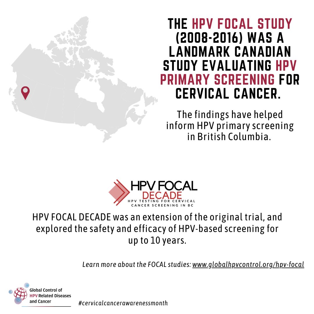 #CervicalCancerAwarenessMonth   

The HPV FOCAL Study provided critical findings that informed our current provincial cervical cancer screening guidelines.  

Learn more about the trial and how we are continuing to build on this research: globalhpvcontrol.org/hpv-focal