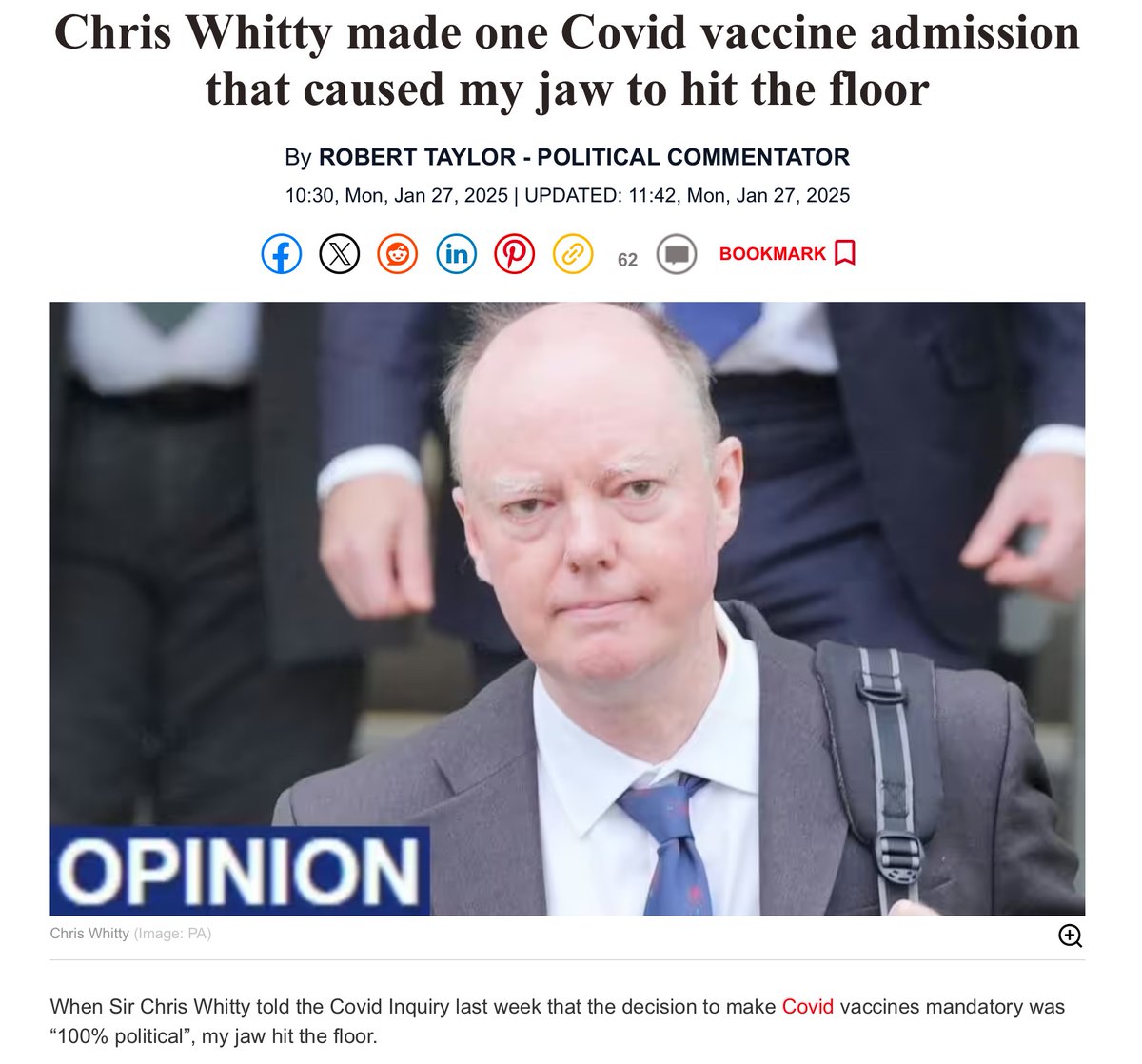 craigkellyAFEE's tweet photo. He needs to go to jail. 

Any politician that is found to have violated human rights and the Nuremberg Code, by mandating the covid vaccines for "political reasons" needs to spend several years in jail for mass reckless & negligent manslaughter. 

Do you agree ? 

https://t.co/Q85NIRp1cE