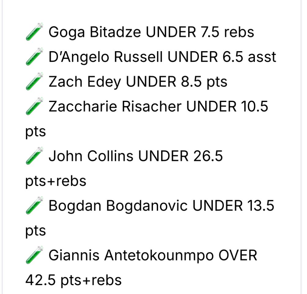 OddsandPicks's tweet photo. These are the NBA props I posted to subs at 6:30am EST

Lines and odds have changed since then for most of these 

#GamblingTwitter #GamblingX https://t.co/SsZt4Rxn8G