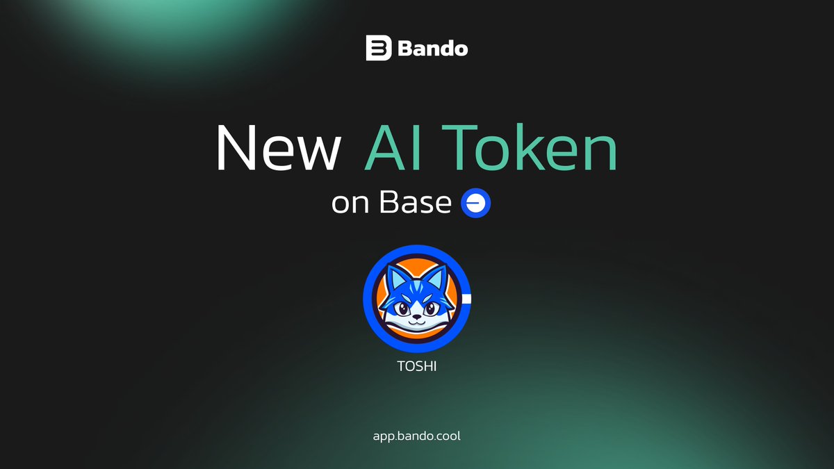 BandoCool's tweet photo. We just listed a new token, find $TOSHI at Bando 

Any degen right here? @Toshi_base 🫡 https://t.co/2dKzCRHri7
