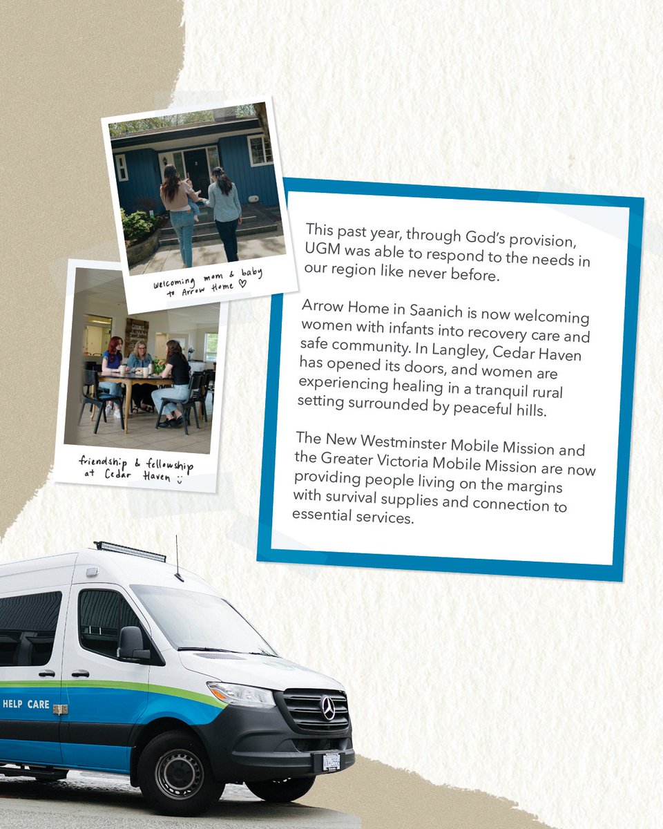 From opening Arrow Home in Saanich to Cedar Haven in Langley and two new Mobile Mission teams in New Westminster and Greater Victoria this last year was a reminder of the impact we can make when we work together in love and care. ❤️

UGM’s Annual Report 🔗 bit.ly/3ClPy21