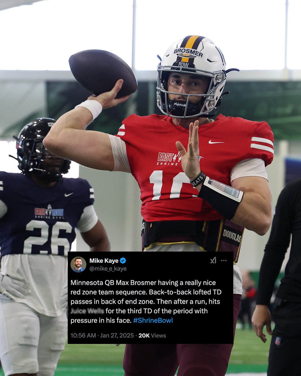 The Buzz of the <a href="/ShrineBowl/">East-West Shrine Bowl</a> 🐝〽️ <a href="/maxtbro/">Max Brosmer</a> 

#RTB #SkiUMah #Gophers