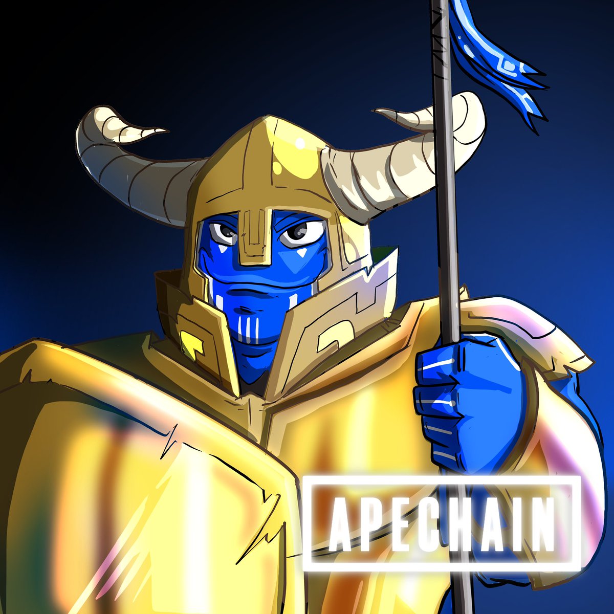 believe in blues, believe in bulls, we born on apechain