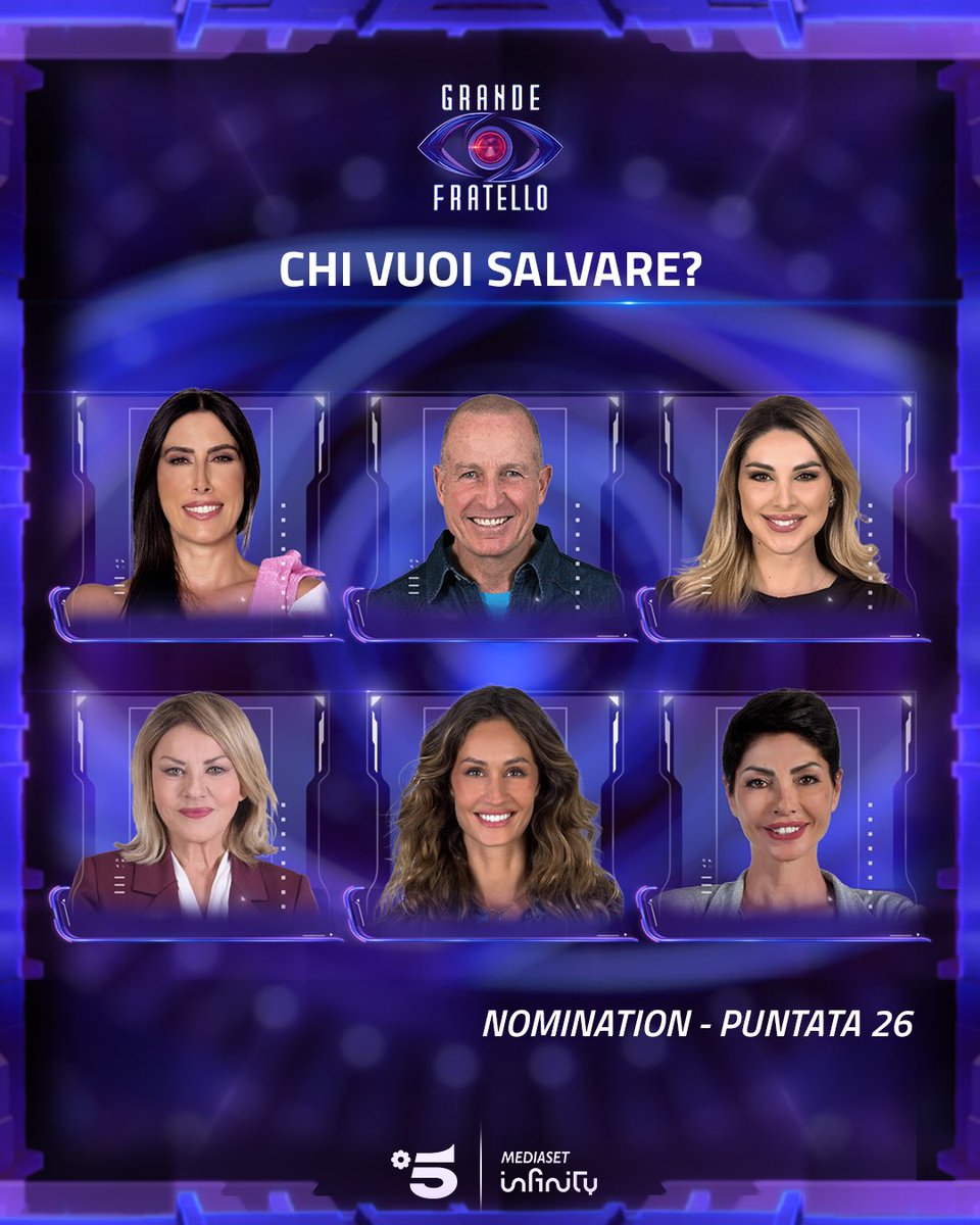 GrandeFratello's tweet photo. Il televoto è ufficilamente aperto: scegli chi vuoi salvare tra Amanda, Bernardo, Chiara, Eva, Helena e Ilaria #GrandeFratello https://t.co/xSHj975Ztq