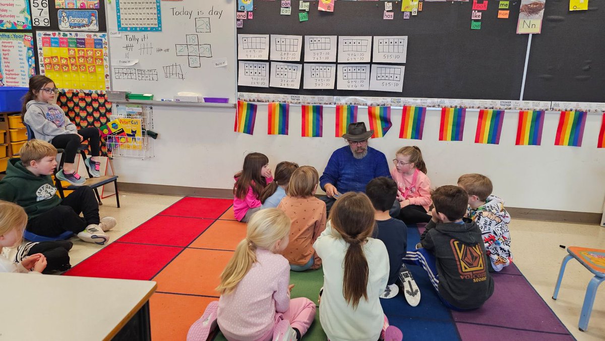 BayviewEdCentre's tweet photo. Grade 1s at Bayview celebrated Literacy Week with guest readers, including bus drivers, daycare workers, and family members! Thanks for sharing your love of stories with us! #SRCEForTheLoveOfLiteracy2025 #srce_literacy https://t.co/e9CLfcXcks