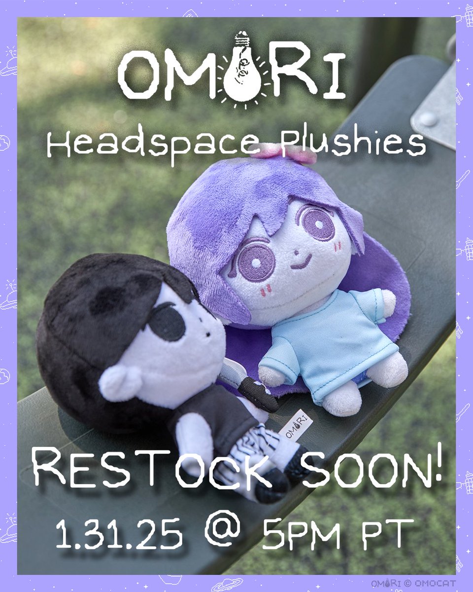 OMORI headspace plushies restock -- coming 1.31.25 @ 5PM PT