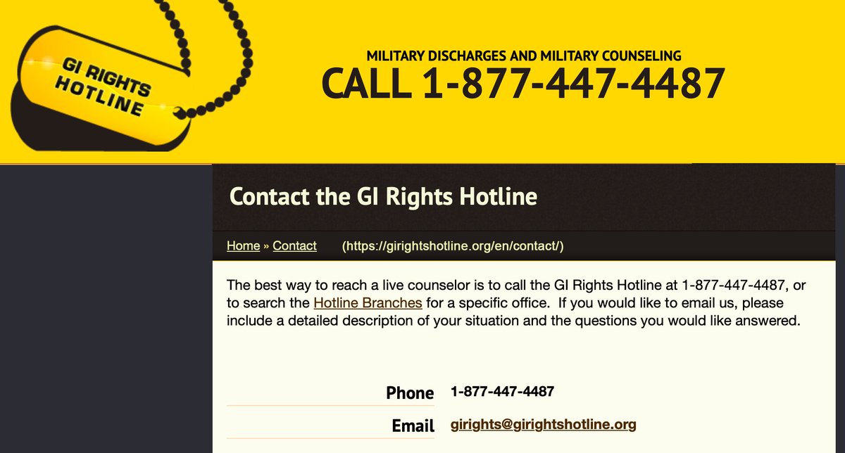 kevinbasil's tweet photo. If you are in the armed forces and believe that you are being given unlawful orders, the GI Rights Hotline can advise you about your rights. 

(877) 477-4487
girights@girightshotline.org
https://t.co/KcOj714ABL https://t.co/gfN0OZRFbv