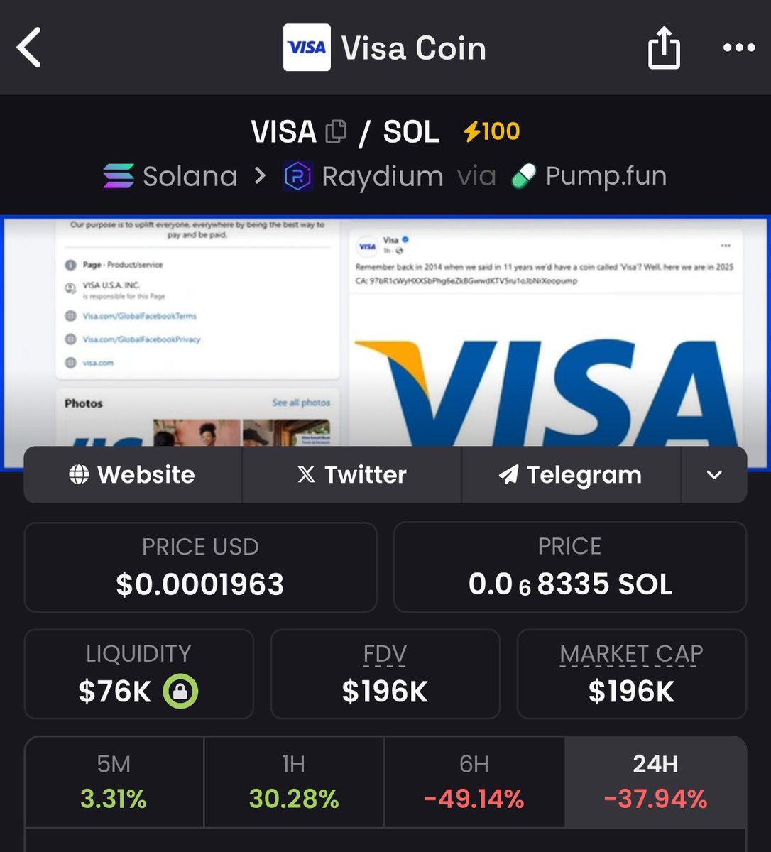 UfcHok's tweet photo. WE THE PEOPLE💯🔥
UP 30% in one hour😎

$VISA https://t.co/YyONCT5H9S