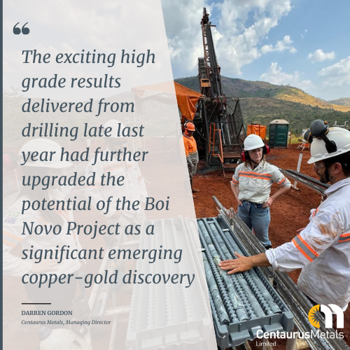 CentaurusMetals's tweet photo. Drilling at @CentaurusMetals Boi Novo Project hits 5.5m @ 8.38% Cu delivering the highest copper intersect to-date.  https://t.co/xNLRfFFAKy

$CTM #Brazil #BoiNovo #Copper #Exploration https://t.co/4W17JzUSUv