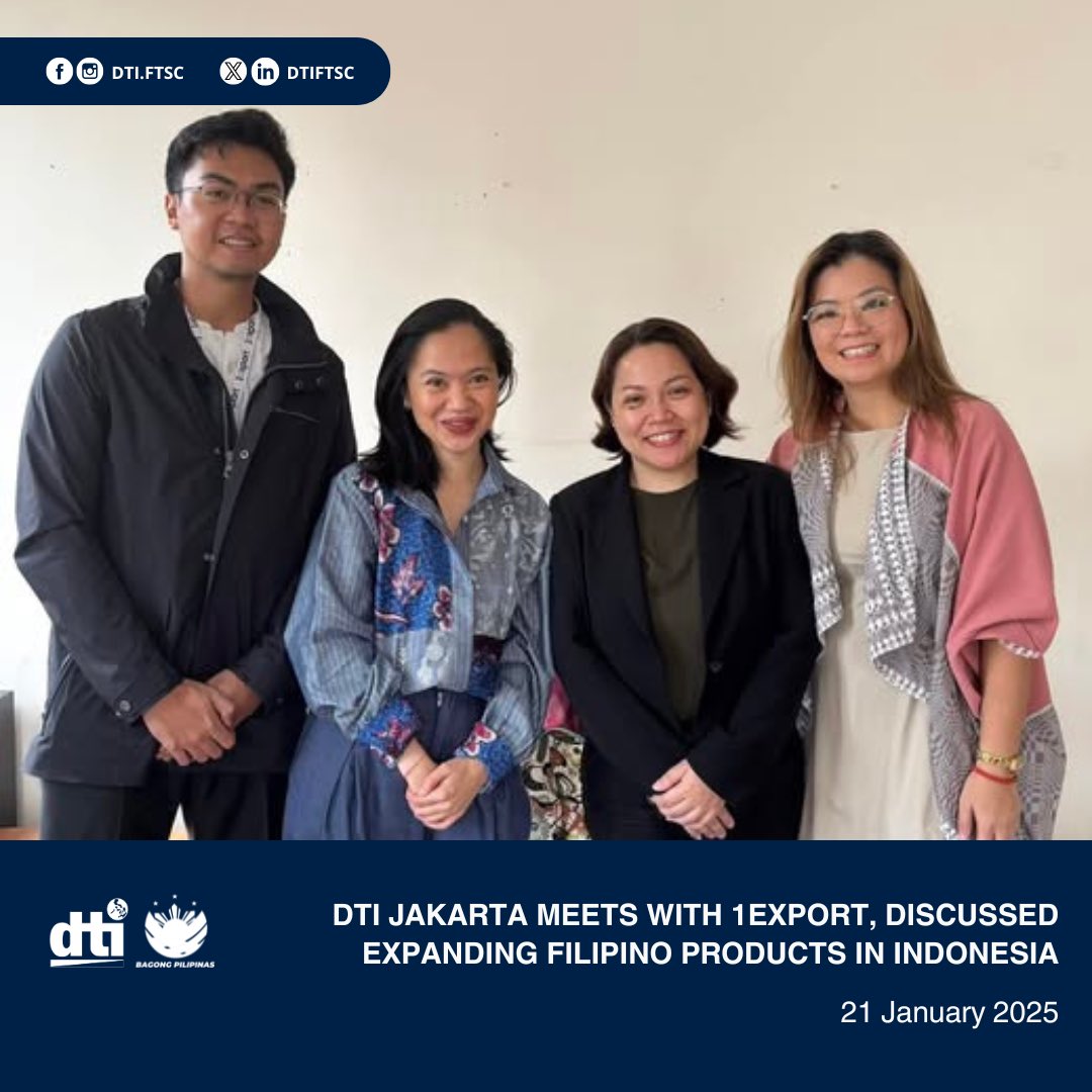 𝐈𝐂𝐘𝐌𝐈 | 𝐃𝐓𝐈 𝐉𝐚𝐤𝐚𝐫𝐭𝐚 𝐦𝐞𝐞𝐭𝐬 𝐰𝐢𝐭𝐡 𝟏𝐄𝐗𝐏𝐎𝐑𝐓, 𝐝𝐢𝐬𝐜𝐮𝐬𝐬𝐞𝐝 𝐞𝐱𝐩𝐚𝐧𝐝𝐢𝐧𝐠 𝐅𝐢𝐥𝐢𝐩𝐢𝐧𝐨 𝐩𝐫𝐨𝐝𝐮𝐜𝐭𝐬 𝐢𝐧 𝐈𝐧𝐝𝐨𝐧𝐞𝐬𝐢𝐚

#DTIForeignTradeServiceCorps #iamDTIPh