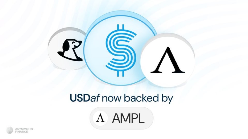 Sn0wBull's tweet image. Remember #defisummer, when $AMPL lenders were earning 87k% APY on @aave? Those days may soon be returning as @asymmetryfin has just announced that $AMPL has been added to $SPOT as collateral for $USDaf. 
Deposit $AMPL —&amp;gt;borrow $USDaf —&amp;gt;buy more $AMPL —&amp;gt; deposit…
Rinse &amp;amp; repeat.