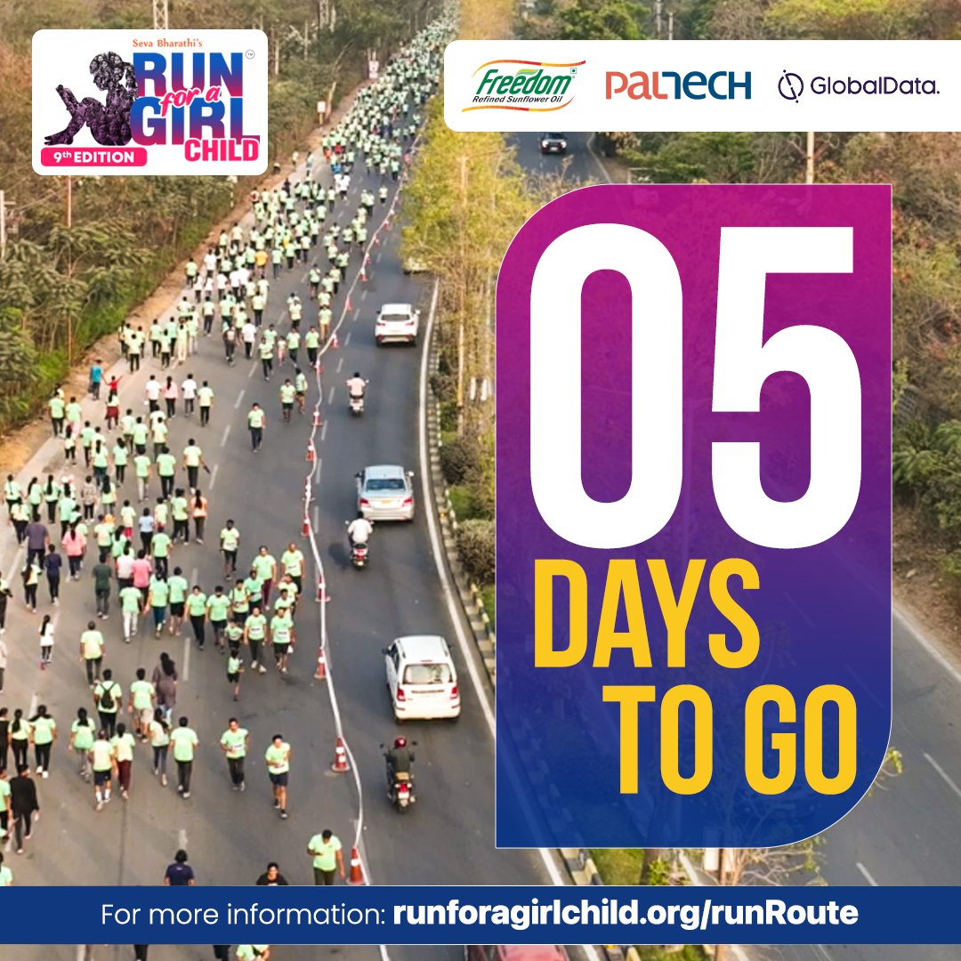 sevabharathitg's tweet photo. #5DaysToGo.
Time is running out!🕒#RegisterToday & #JoinTheMovement to empower & educate 100,000 girls.🌸🏃♀️
🌐👉: https://t.co/YHmbvI0A6T
#RunForAGirlChild #EveryStepCounts #SupportGirlChild #RunForHerDreams #EmpowerHerJourney #SevaBharathi #MakeADifference #RFGC #5KRun #10KRun https://t.co/FcVmz6qDqY