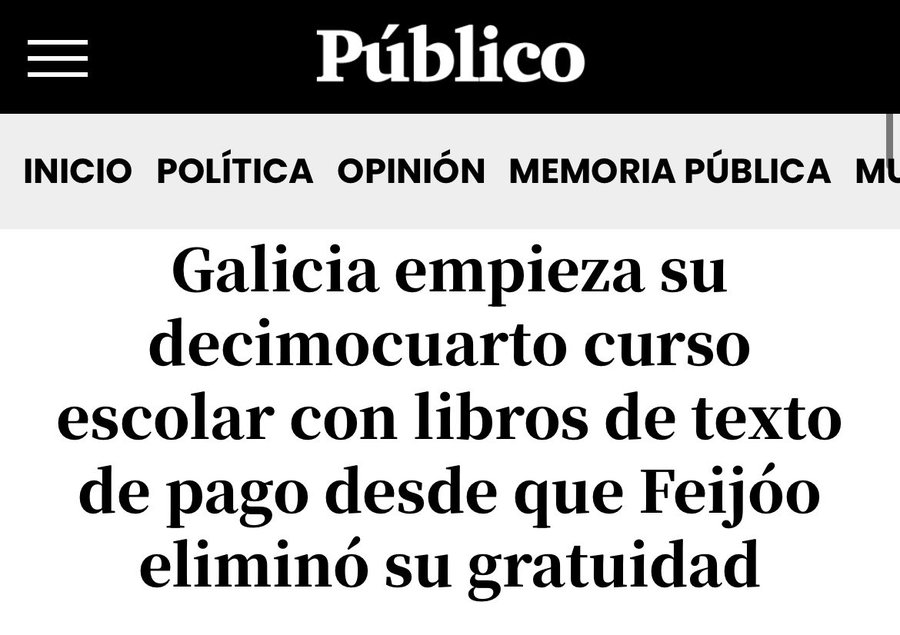 JulenBollain's tweet photo. Es gracioso que Feijóo pida reducir la factura escolar dando ayudas a las familias, cuando él mismo eliminó la gratuidad de los libros de texto cuando era presidente de la Xunta de Galicia.

Es un chiste. https://t.co/6eLFS3Uf2D