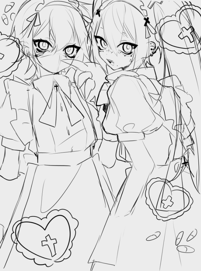𝒄𝒖𝒕𝒆 𝒎𝒂𝒊𝒅𝒔 𝒘𝒊𝒑♡♡♡

(please ignore shio's missing hand, I'm struggling over here LMAO) 
