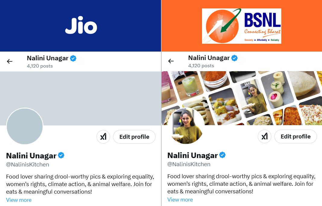 Have some Shame, Jio.
I recently noticed that when I open my profile using the Jio network, images on X don’t load. But when I switch to BSNL, it works perfectly. If you think I’m lying, try it yourself.