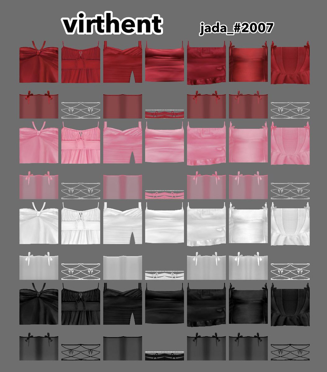 7 Valentine’s Day dresses in 4 colours, available @ Aesthetic Vibe !!
—
#roblox #robloxcondo #RobloxDev #RobloxDevs #RobloxDesigner #Robloxdesign #robloxart #robloxclothes #robloxclothing #Rtc #RTCdesigners #RobloxUGC #RobloxDevs