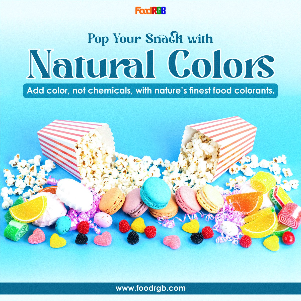 FoodRgb's tweet image. Make your snacks pop with the natural vibrancy they deserve! Add beautiful colors from nature’s finest ingredients without any chemicals. #NaturalFoodColors #FoodRGB #SnackTimeGlow #PureColors #HealthySnacks #NoChemicals #VibrantTreats #ColorfulSnacks