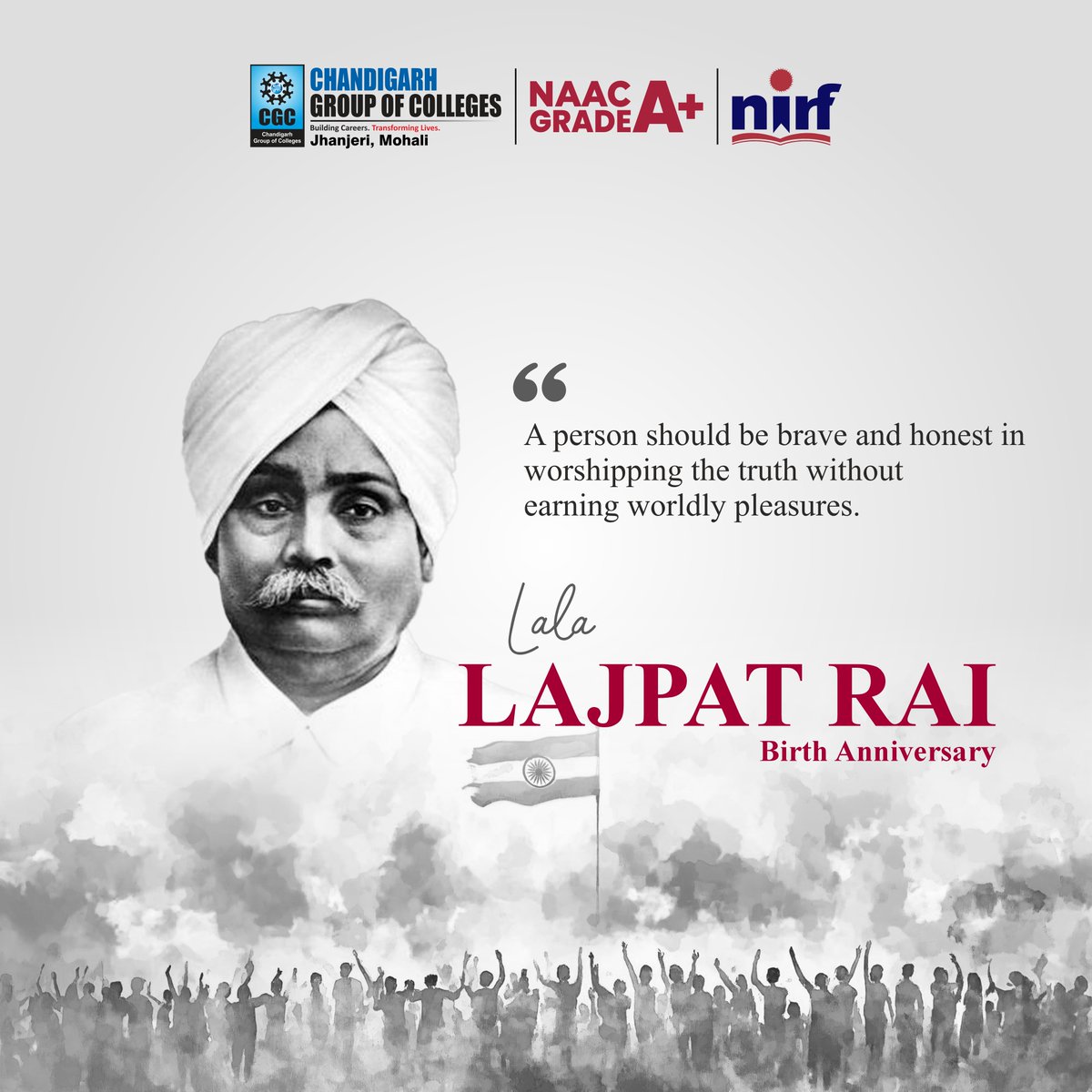 Remembering the Lion of Punjab 🦁
On the birth anniversary of Lal Lajpat Rai, we salute the legendary freedom fighter who ignited the spirit of patriotism in every heart. Known as the "Lion of Punjab," his courage and sacrifice remain an inspiration for generations. 💪✨

Let’s