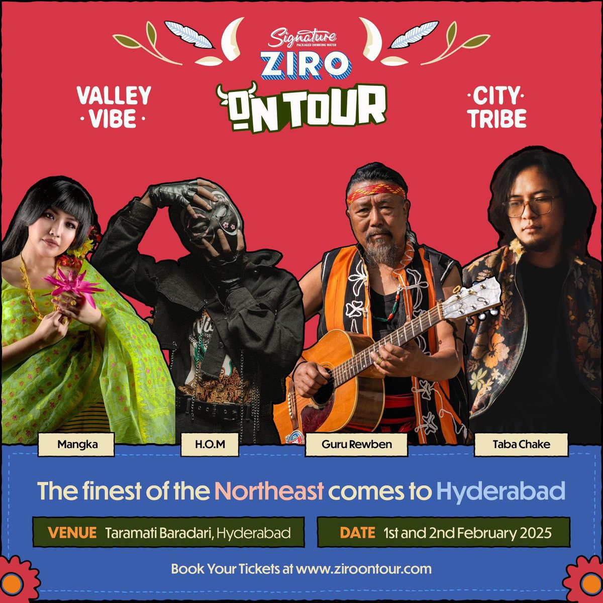 🎶✨ ZIRO ON TOUR - Hyderabad Edition! ✨🎶

Get ready, Hyderabad! 
The finest music and culture from the Northeast is coming to your city! 🌿🎸

📍 Venue: Taramati Baradari, Hyderabad
📅 Dates: 1st &amp; 2nd February 2025

Experience the Valley Vibe and the City Tribe with a stellar