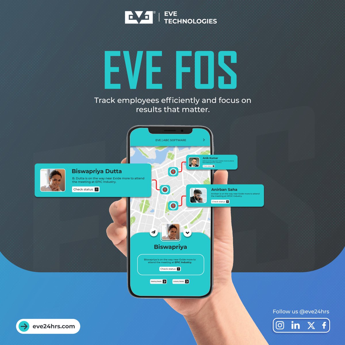 EveTechofficial's tweet image. Boost Productivity with EVE FOS! 🚀📍
Track employees in real time, optimize workflows, and focus on results that matter. Stay ahead with smart workforce management! 🔍📊
🌐 eve24hrs.com
📲 Follow us @eve24hrs

#EVETechnologies #EVEFOS #EmployeeTracking #SmartWorkforce