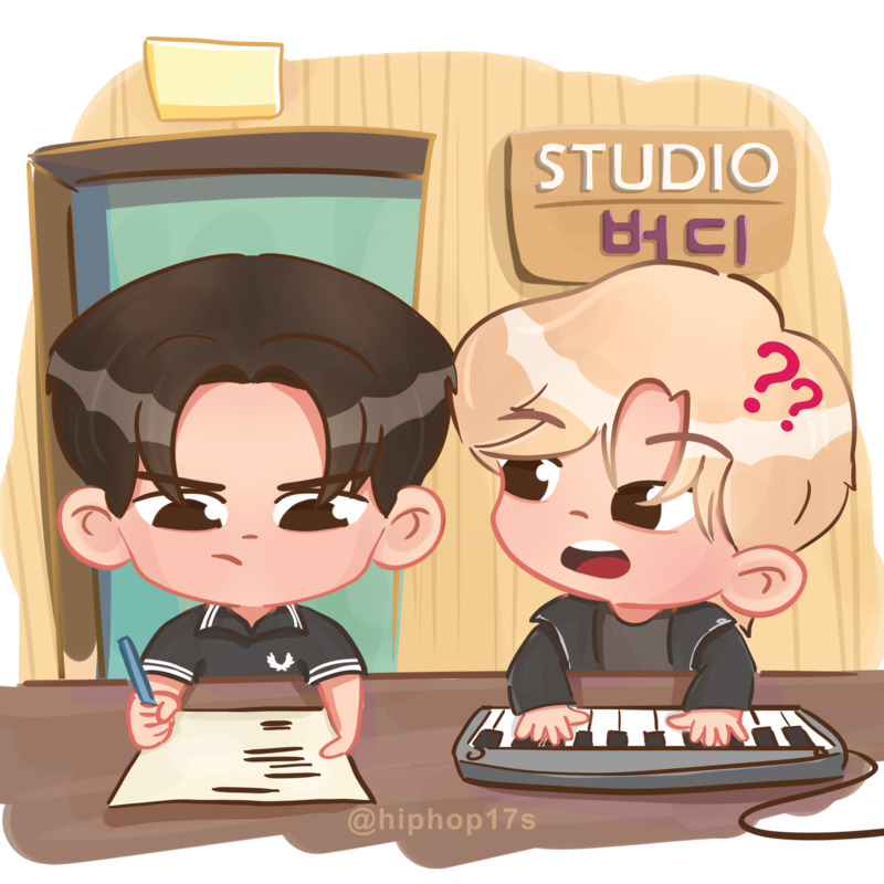 hiphop17s's tweet photo. wonder what they are usually doin in their "shared-exclusively-for-two-of-them studio" #verchan #verdi #chansol https://t.co/k5gtLl41kU