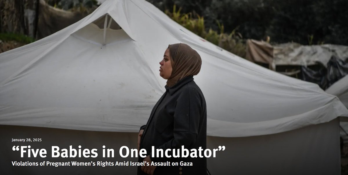 🚨 New Report Release by <a href="/hrw/">Human Rights Watch</a> 🚨 Amid Israel’s assault on Gaza, women have faced unimaginable conditions during pregnancy, childbirth. R.M., 31, was 2 months pregnant when the hostilities began in Oct 2023. Her story is a testament to their struggle. hrw.org/news/2025/01/2…
