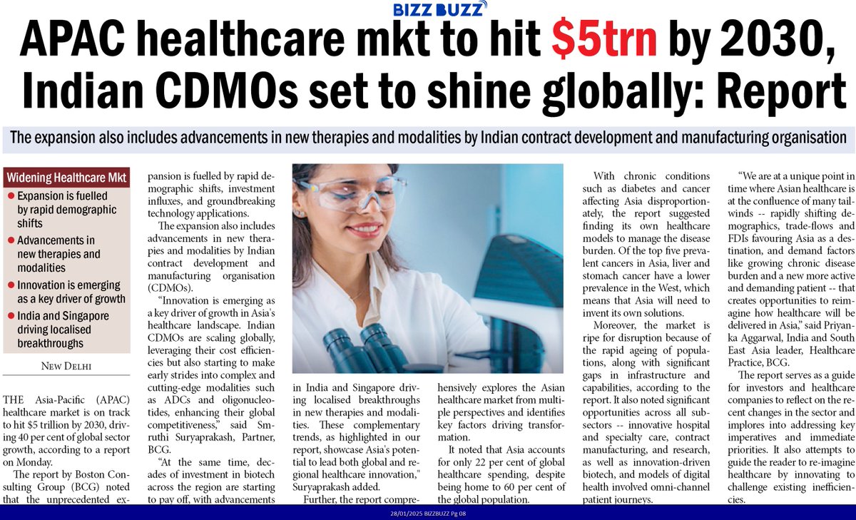 wtcgenome's tweet photo. The APAC healthcare market is set to hit $5T by 2030, with India leading in biotech &amp; CDMO innovation. Telangana's Genome Valley is a key player in shaping the future of healthcare. 
#Healthcare #Innovation #Telangana #Biotech #CDMO https://t.co/pGxwWXMHJb