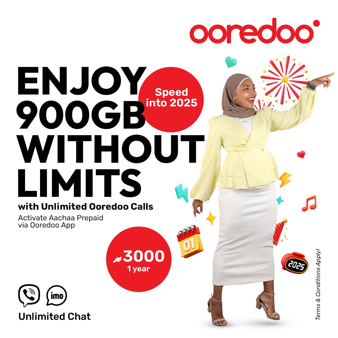 #OoredooPrepaid Aharee plan activate kohlaigen 365GB mulhi aharah, MVR 3000 ah! 

Dhuvaalakah 1GB libey mi plan in, aailaa aai rattehinnaa gulhun badhahi kohlaa.

Activate kohlumah Ooredoo app: ore.do/app
