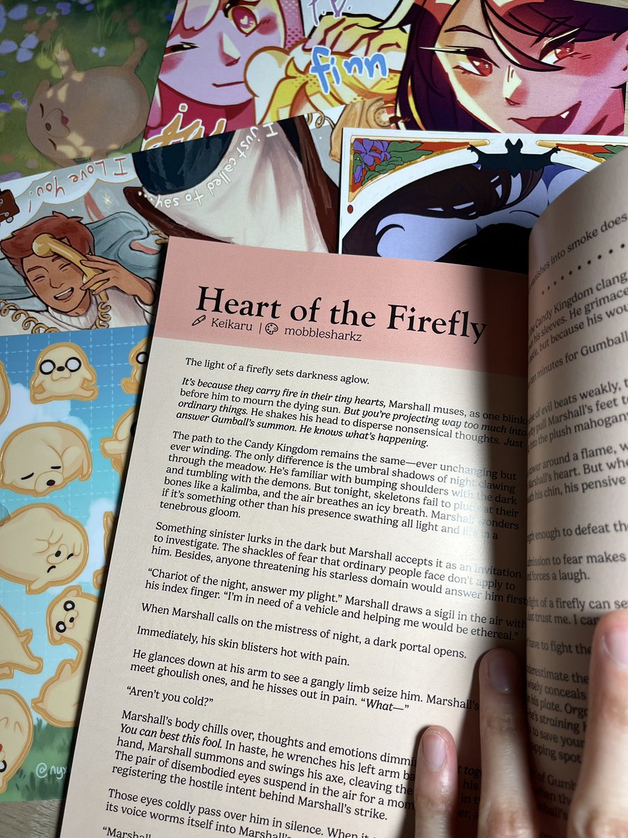 My #AdventureTime zine arrived!! SO excited to see my Marshall Lee &amp; Gumball fic here! 🥹 Lots of amazing art, fics, &amp; lovely merch are part of this project. Thank you for the opportunity to write about my two faves~! 

And may the adventure live on…in our hearts 🫶