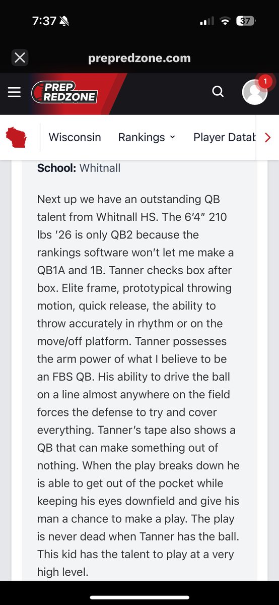 Tanner Effertz 26’ (@tanner_effertz) on Twitter photo Thank you <a href="/MJ_NFLDraft/">Mark Johnson</a> for the new rankings at #2 QB in Wisconsin and for the write up! I appreciate the recognition!
<a href="/PrepRedzoneWI/">Prep Redzone Wisconsin</a> <a href="/CoachMallmann/">Zac Mallmann</a> <a href="/rwiduch/">Robb Widuch</a> <a href="/B19Kamrath/">Benji Kamrath</a> <a href="/NxtLevelAtx/">Next Level Athletix</a> Thank you <a href="/MJ_NFLDraft/">Mark Johnson</a> for the new rankings at #2 QB in Wisconsin and for the write up! I appreciate the recognition!
<a href="/PrepRedzoneWI/">Prep Redzone Wisconsin</a> <a href="/CoachMallmann/">Zac Mallmann</a> <a href="/rwiduch/">Robb Widuch</a> <a href="/B19Kamrath/">Benji Kamrath</a> <a href="/NxtLevelAtx/">Next Level Athletix</a>