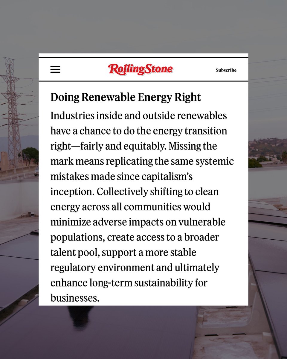 SOLARPUNKSCLUB's tweet photo. we are hyped to be featured in @RollingStone highlighting the human side of clean energy! ☀️

while the sustainability benefits of solar + wind energy for planet earth are more often reported, press often overlook another sustainability perk: how clean energy can create more equitable power paradigms between humans 🧍‍♂️🧍‍♀️🧍

thanks to @MelissaRowley for thoughtfully capturing this story of equity and optimism in an often bleak media landscape, and @DER_Task_Force for being our BFFs on this solar journey����

while we’re still figuring things out, we’re excited to keep exploring how creatives and communities can simultaneously contribute to and benefit from the new power structures that clean energy has the potential to create🔋

Also extra high-fives to @notionofanguish @modelactriz @psymonspine for participating in our first community microgrid-to-concert test in Brooklyn with @DER_Task_Force !