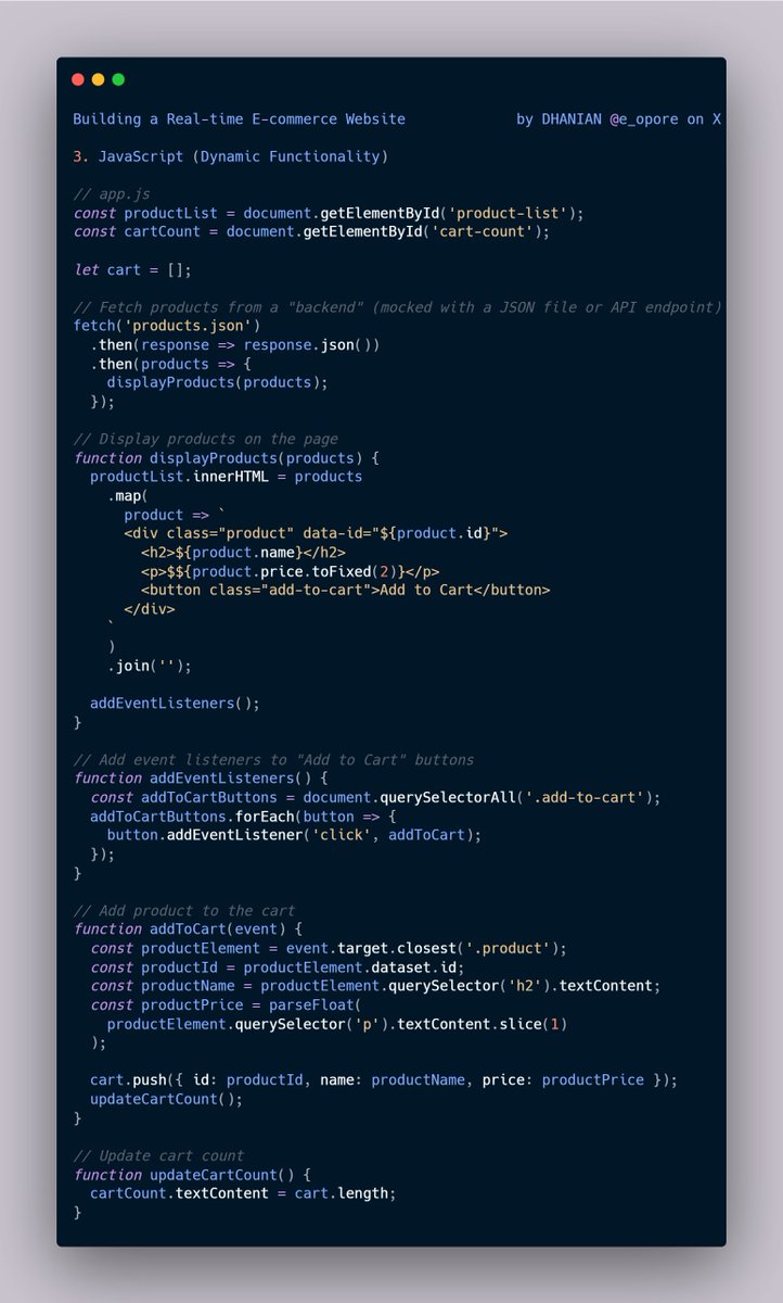 e_opore's tweet image. Building a Real-time E-commerce Website with products in USD using HTML, CSS, JavaScript, and a mock backend using JSON.