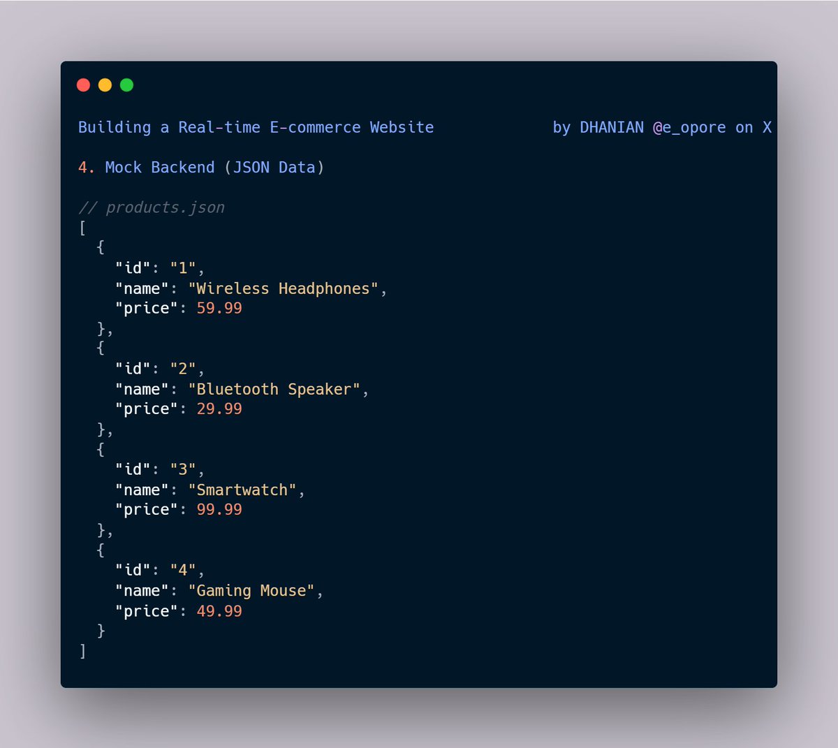 e_opore's tweet image. Building a Real-time E-commerce Website with products in USD using HTML, CSS, JavaScript, and a mock backend using JSON.