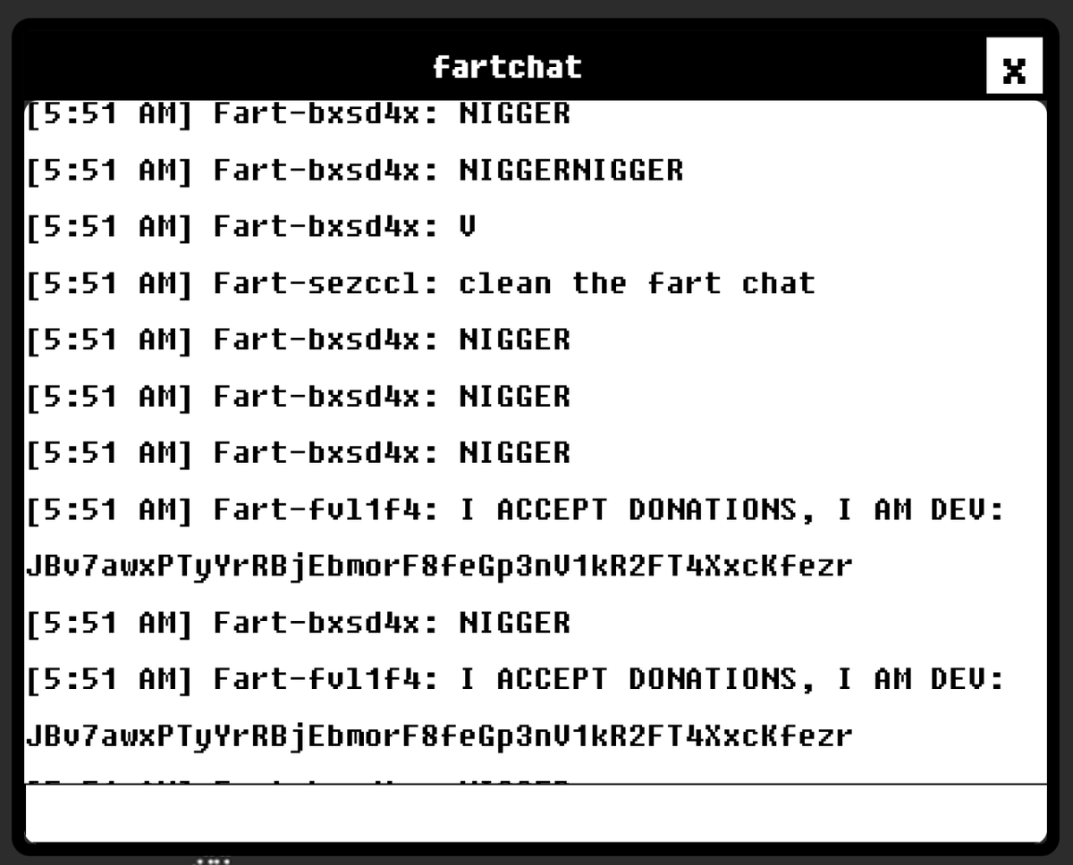 Fart_OS's tweet photo. ayo farters you better calm down with the chat our servers are overloaded 

we adding cooldown https://t.co/u0GFMcLkOK