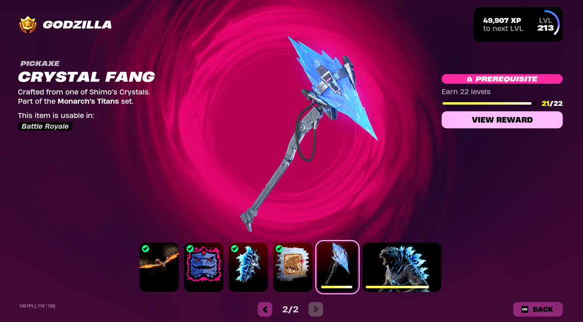 RustingDragon's tweet photo. @FortniteStatus It's still not working! Notice I'm at level 212 and need to earn 1 more level for the reward. Then I'm at level 213 and still need one more level! https://t.co/SlwUbpwYIN