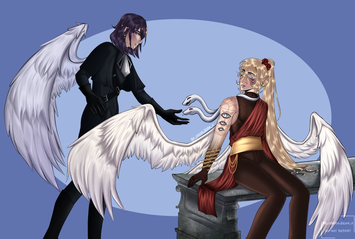 I forgor that I post art on here too oops ANYWAYS silly oc x oc drawing from new years. Kendall belongs to @aut_um0 🫶🏽