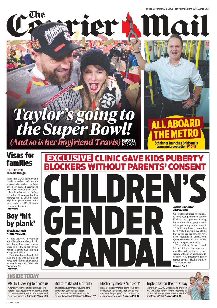 Robbie Katter MP (@robkatter3) on Twitter photo The front page of today's <a href="/couriermail/">The Courier-Mail</a>. The harm and suffering Qld's health system has subject some of most vulnerable young people as a result of the "gender affirmation" approach will one day be something we look back on and hang our heads in shame. Many a time over recent The front page of today's <a href="/couriermail/">The Courier-Mail</a>. The harm and suffering Qld's health system has subject some of most vulnerable young people as a result of the "gender affirmation" approach will one day be something we look back on and hang our heads in shame. Many a time over recent