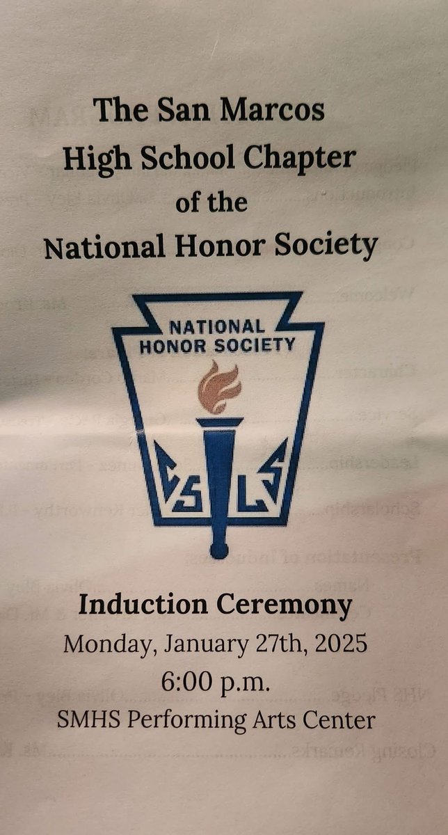 Congratulations <a href="/DerekN_2027/">Derek Nunez</a> and all the kiddos inducted into the <a href="/SMHS_SMCISD/">San Marcos High School</a> NHS this evening!💜