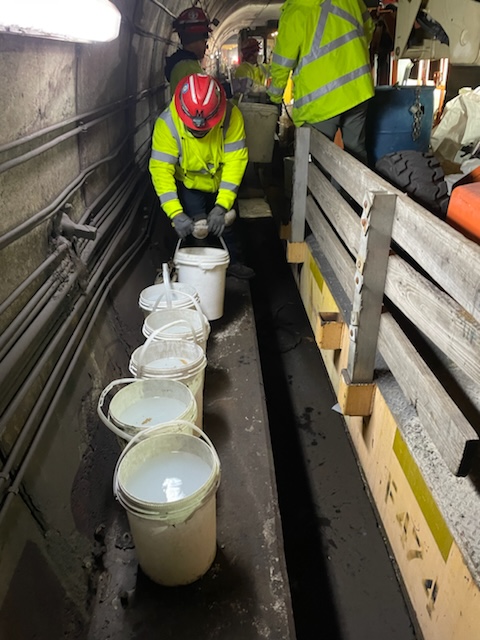wmata's tweet photo. Check out #YourMetro team in action. Crews worked hard on the weekend repairing leaks and breaking up concrete grout pads for restoration between Federal Center SW and Eastern Market. #wmata https://t.co/wIM6lGJc4U
