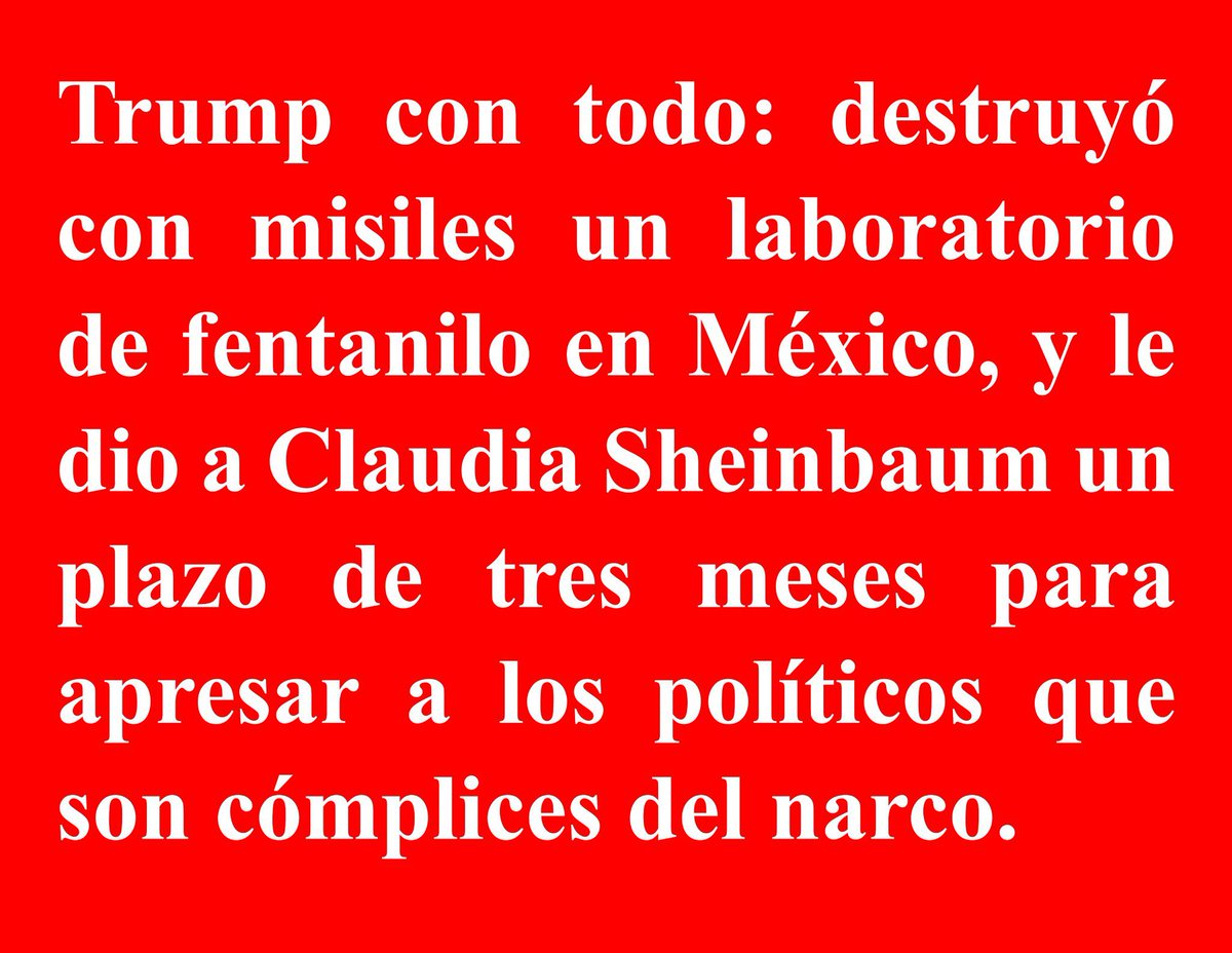 JJDiazMachuca's tweet photo. Basado en hechos reales: los "Misiles del Bienestar"

6:00 AM - Llamada con la presidenta Claudia Sheinbaum, 21 de enero de 2025

García Harfuch respiró hondo antes de marcar el número directo de la presidenta. Claudia Sheinbaum respondió al segundo timbre, su voz clara a pesar de la hora. “Señor secretario, adelante”, dijo, con un tono que mezclaba confianza y expectativa. “Señora presidenta, tenemos un incidente. Hemos confirmado lo esperado. Misiles estadounidenses han destruido un laboratorio en territorio mexicano." La presidenta Sheinbaum, conocida por su templanza, escuchó en silencio mientras procesaba la noticia.  Hubo un momento de silencio antes de que la presidenta respondiera. “¿Están seguros de que no hubo bajas civiles?”, “Completamente seguros, presidenta. Ya hice un sobrevuelo y estamos revisando los informes con detalle. Este ataque es preciso, pero es también una intervención directa en nuestro territorio. Recomiendo actuar con mesura” 
"Convoca al Consejo Nacional de Seguridad. Esto no puede quedar así. Gracias, secretario. Confío en su criterio”, señaló la presidenta.

La operación “Missiles of Well-Being” (Misiles del Bienestar), había comenzado el 21 de enero del 2025 a las 00:00 horas; a las 03:15 am un dron Reaper cruzó la frontera a 40 mil pies de altura y lanzó dos misiles Hellfire en algún lugar del territorio mexicano… la historia había comenzado a escribirse desde distintos frentes.

3:40 AM - Zona Militar en algún lugar de México, 21 de enero de 2025

El teléfono sonó con una urgencia que rompió el pesado silencio de la madrugada. Omar García Harfuch, secretario de Seguridad y Protección Ciudadana, lo contestó de inmediato, con esa mezcla de cansancio y alerta propia de quien lleva semanas durmiendo a medias. La voz del comandante de la zona militar resonó al otro lado, cargada de preocupación. “Señor secretario, hemos detectado un impacto inusual en un área de alto interés. Los primeros indicios sugieren... misiles”
La palabra "misiles" parecía flotar en el aire. García Harfuch, conocido por su temple, sintió por primera vez un atisbo de incredulidad. El comandante continuó con detalles rápidos: coordenadas exactas, un laboratorio clandestino reducido a cenizas y, sorprendentemente, ninguna baja civil reportada.

✍🏻 @enrique_pons 

@Mr_Civico 

https://t.co/e1k1jGBucb