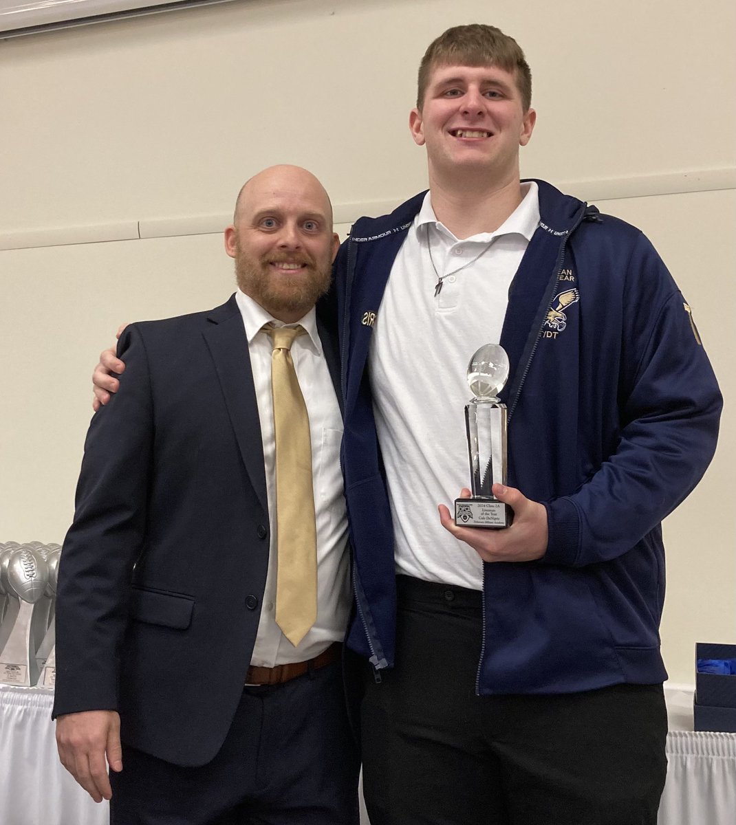 Brad Myers (@bradmyerstnj) on Twitter photo Cael DeNigris of <a href="/DMAAthletics/">DMA Athletics</a> receives the Class 2A Lineman of the Year award from his coach, Matt Carre #delhs Cael DeNigris of <a href="/DMAAthletics/">DMA Athletics</a> receives the Class 2A Lineman of the Year award from his coach, Matt Carre #delhs
