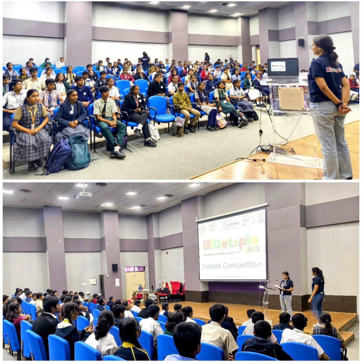 PSpoojashukla's tweet image. A thrilling experience as an organizing member to conduct the Debate competition at Millet-Utopia 2025!🌾✨
@HydUniv 
A treat to watch school students have an intensive debate over the topic &apos;Millets as a Superfood: Myth or Reality?&apos;
Well, which side would you pick?