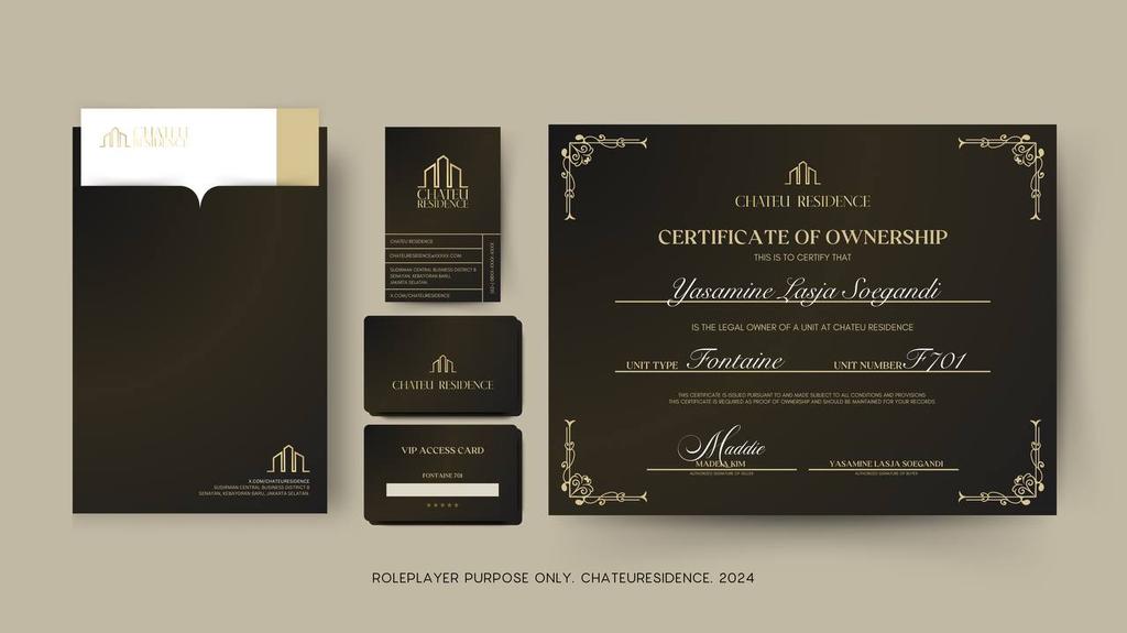 ️
️
ㅤ  ㅤ   𝗖𝗛𝗔𝗧𝗘𝗨 𝗥𝗘𝗦𝗜𝗗𝗘𝗡𝗖𝗘
ㅤ   live   in  harmony  at  a  luxurious 
ㅤ   apartment with British elegance

️Thank you for trusting and choosing us as your future residence. Hereby I send you an access card along with a certificate. Thank you 
️
️