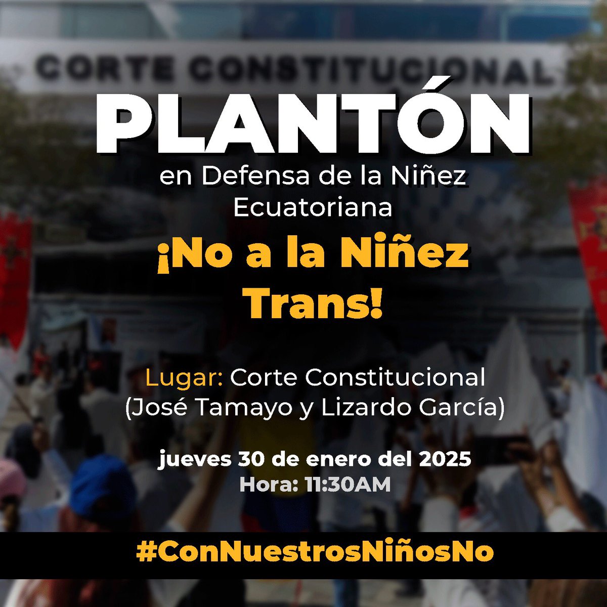 QuitenosP's tweet photo. ¡Defendamos la Inocencia de Nuestro Niños! ¡ES HORA DE REACCIONAR!

📍 Lugar: Corte Constitucional, Quito – Ecuador

📅 Fecha: Jueves 30 de Enero del 2025 

🕐Hora: 11 y 30 am 

#ConNuestrosNiñosNO #ConlosNiñosNO

Pasa la voz ¡Nos vemos este jueves! https://t.co/zmYaTS1Ym0