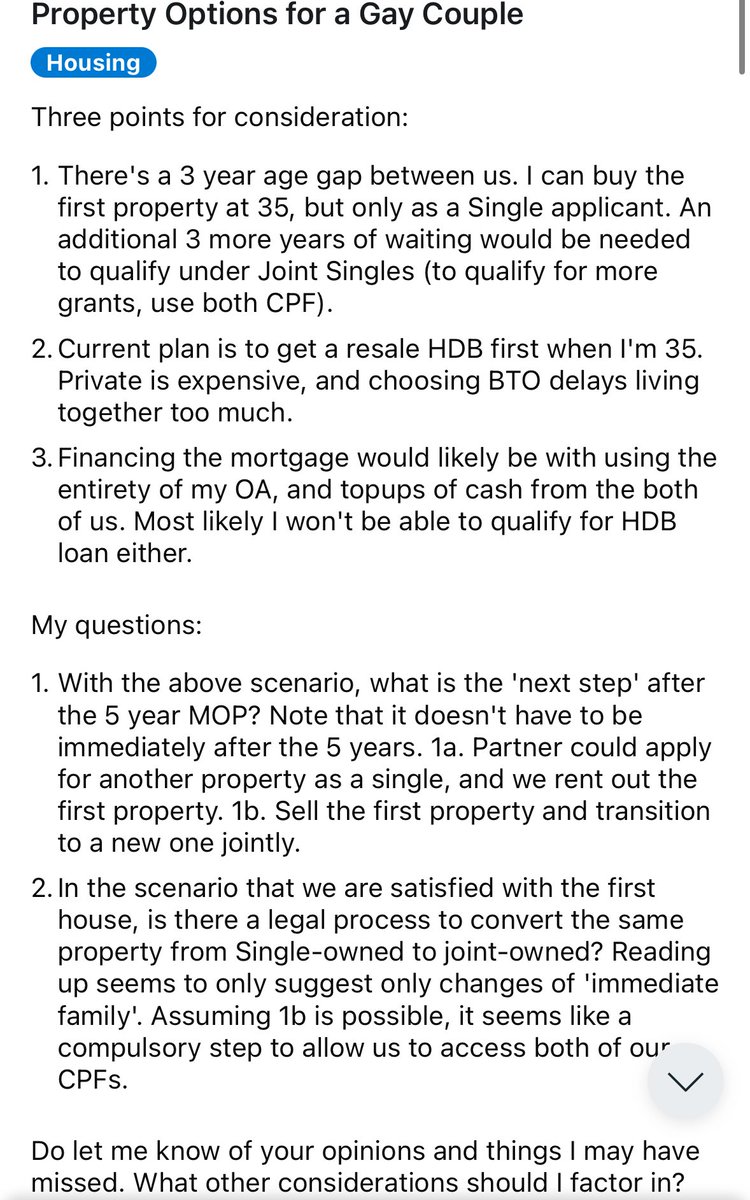 sharanvkaur's tweet photo. woke: queer couples can’t buy HDB!

broke: queer couples have to pay rent to greedy landlords!!

bespoke: queer couples can landlord even harder with two HDB flats, one whole-unit rental income and 0% ABSD~ https://t.co/MFQeztWbKz
