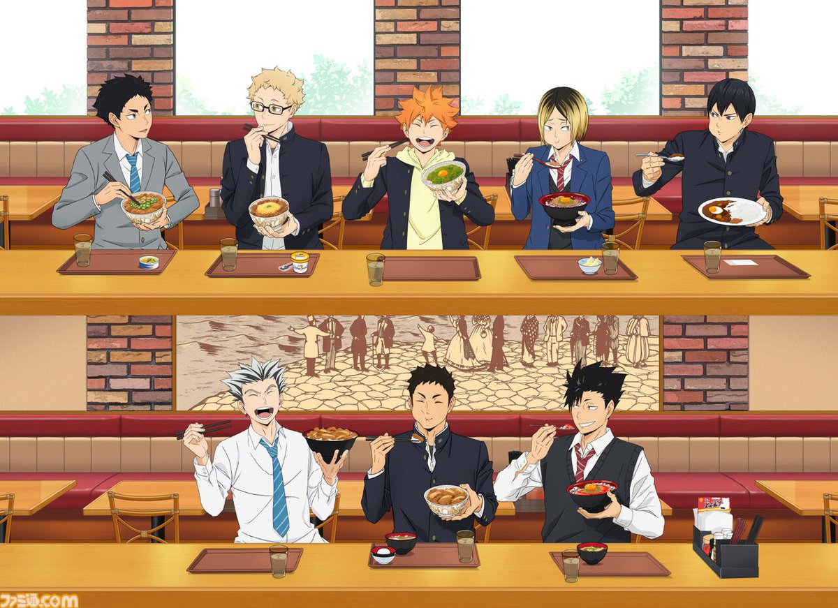 ハイキュー!!』すき家コラボが2月4日より開催。牛丼を楽しむ日向たちの