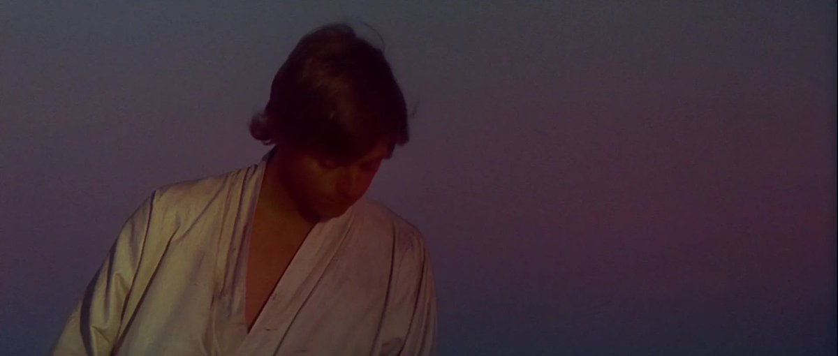 alinaivex's tweet photo. a new hope screencap redraw! 

i’ve been rewatching the star wars movies recently, and i thought this shot was insanely pretty 

look at how fluffy luke’s hair is ahhhh 🥺

#starwars #starwarsart #lukeskywalker #starwarsanewhope #screencapredraw https://t.co/GUkeJky4lG