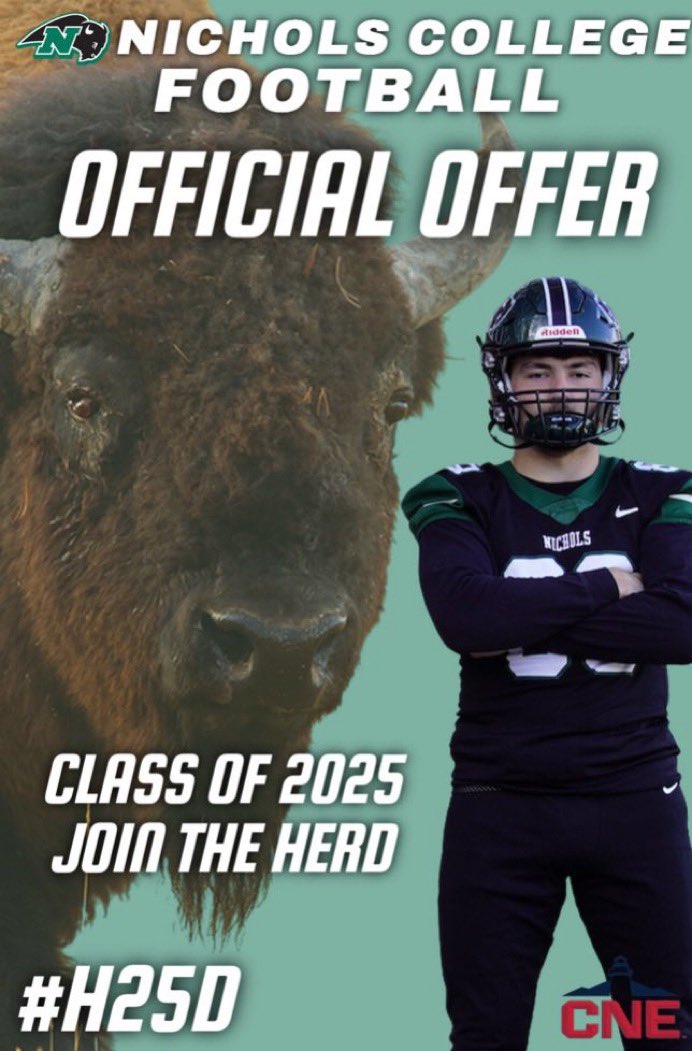 #Agtg After a great conversation with <a href="/CoachVBisonHC/">Vinny Marino</a> I’m blessed to receive an offer from <a href="/NicholsBisonFB/">Nichols Football</a> ‼️‼️